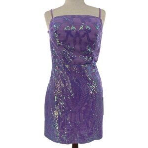 Purple Sequin Embellished Wedding Dress Sleeveless Size 8